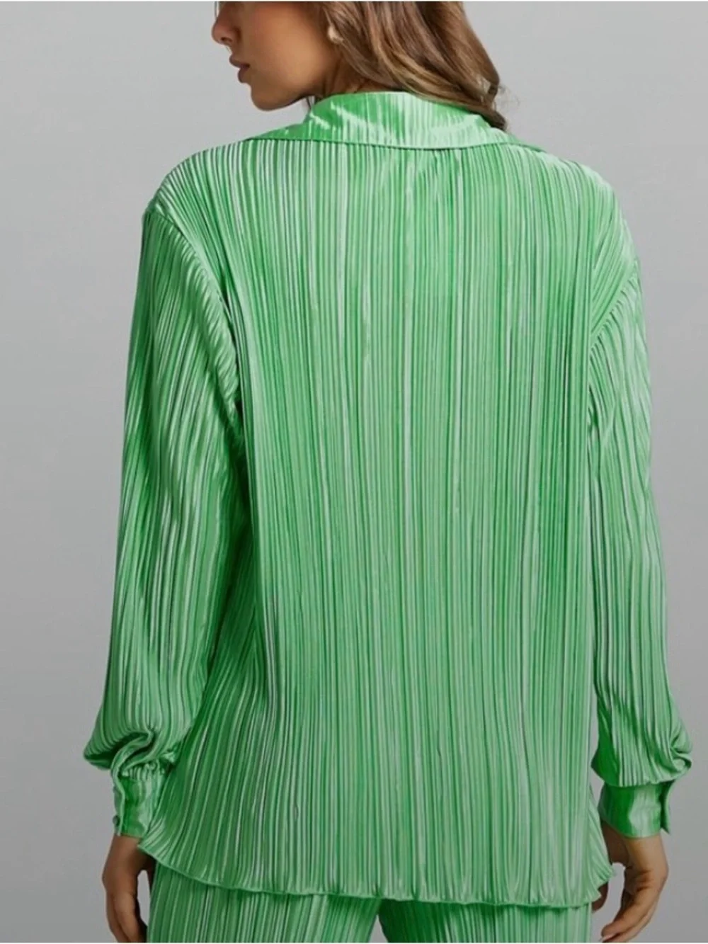 Showpo Green Pleated Matching Set with Wide Leg pant